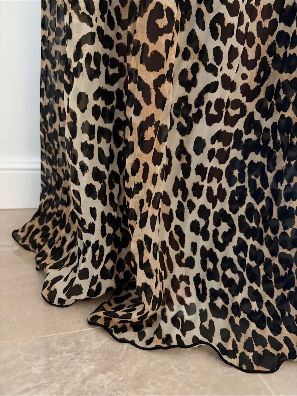 Ganni Leopard Print Maxi Skirt Semi Sheer - Picture 3 of 8
